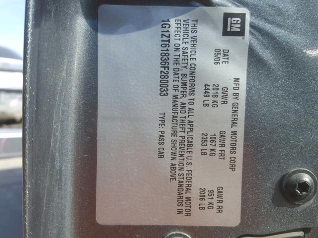 1G1ZT61836F280033 - 2006 CHEVROLET MALIBU MAX Boz foto 10