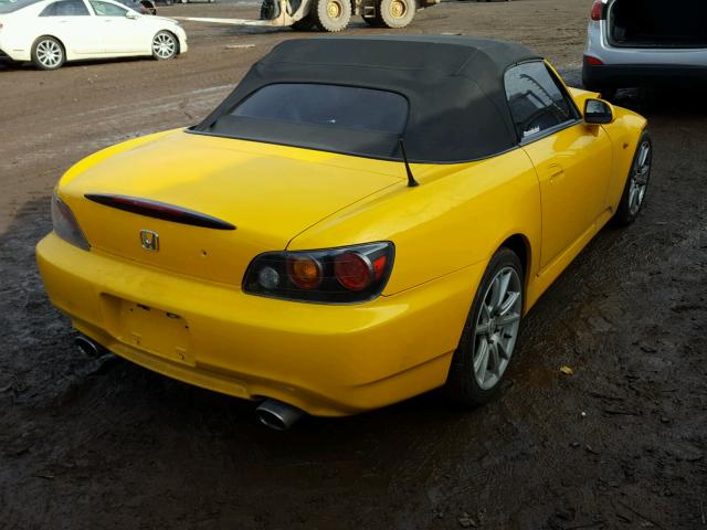 JHMAP21448S001194 - 2008 HONDA S2000 YELLOW photo 4