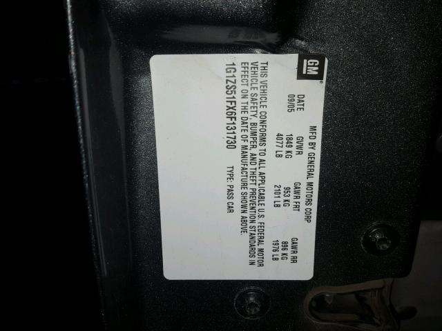 1G1ZS51FX6F131730 - 2006 CHEVROLET MALIBU LS GRAY photo 10