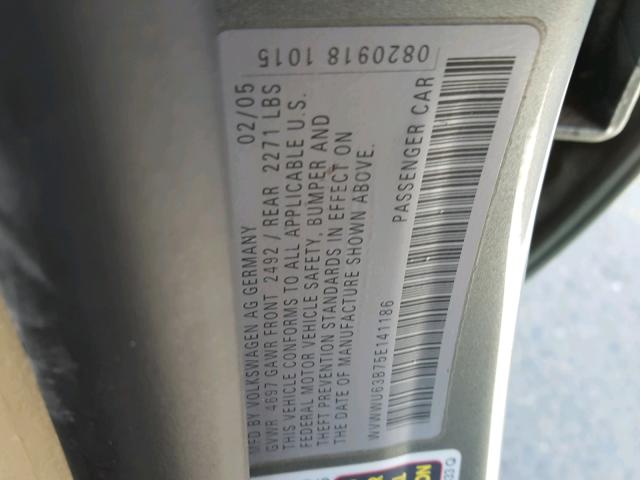 WVWWU63B75E141186 - 2005 VOLKSWAGEN PASSAT GLX GREEN photo 10