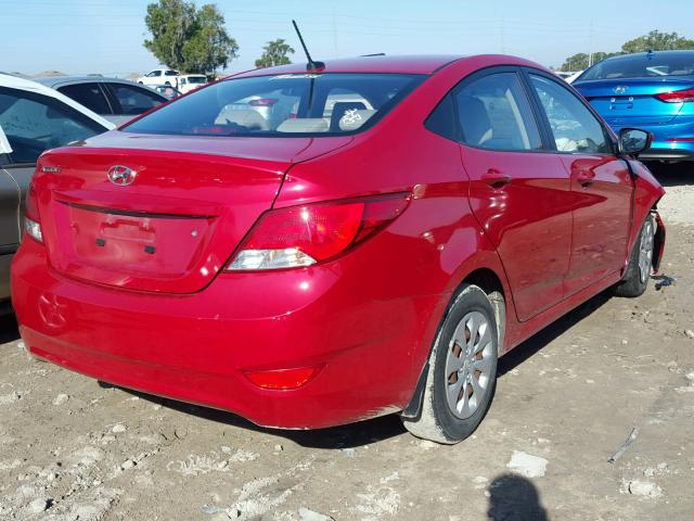 KMHCT4AE8GU049421 - 2016 HYUNDAI ACCENT SE RED photo 4