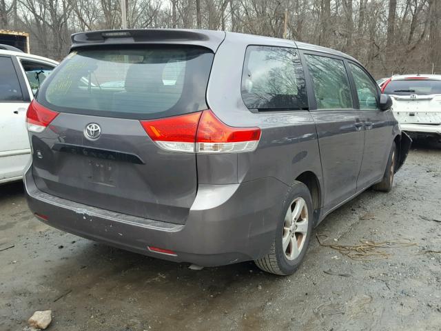 5TDZK3DC9BS106227 - 2011 TOYOTA SIENNA BAS GRAY photo 4