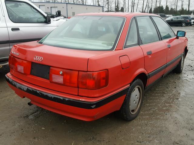 WAUGD58A4LA129562 - 1990 AUDI 90 RED photo 4