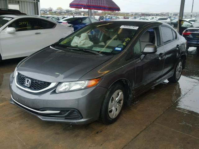 2HGFB2F59DH587014 - 2013 HONDA CIVIC LX GRAY photo 2