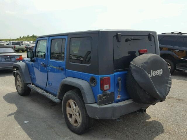 1J4BA3H14AL166603 - 2010 JEEP WRANGLER U BLUE photo 3