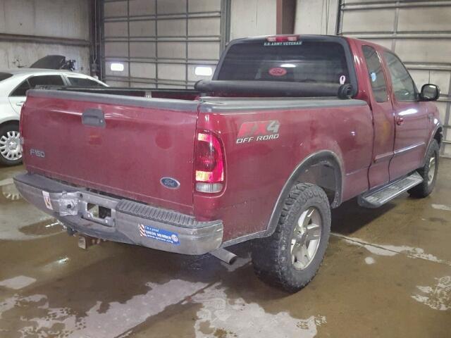 2FTRX18L92CB00519 - 2002 FORD F150 RED photo 4