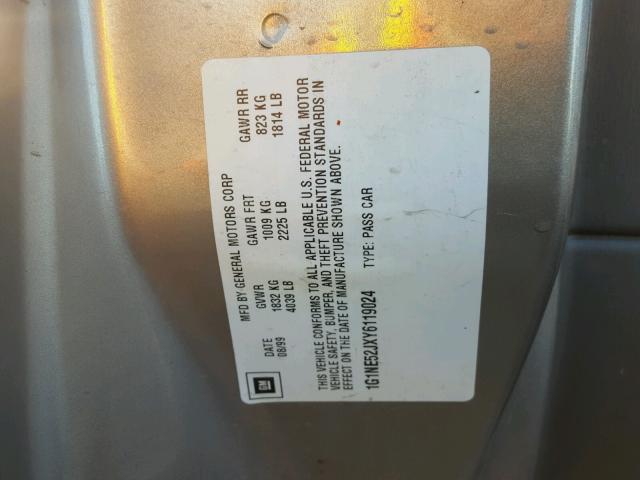 1G1NE52JXY6119024 - 2000 CHEVROLET MALIBU LS 银色 照片 10