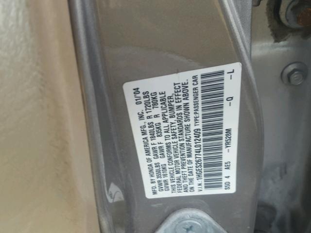 1HGES26774L012409 - 2004 HONDA CIVIC EX TAN photo 10