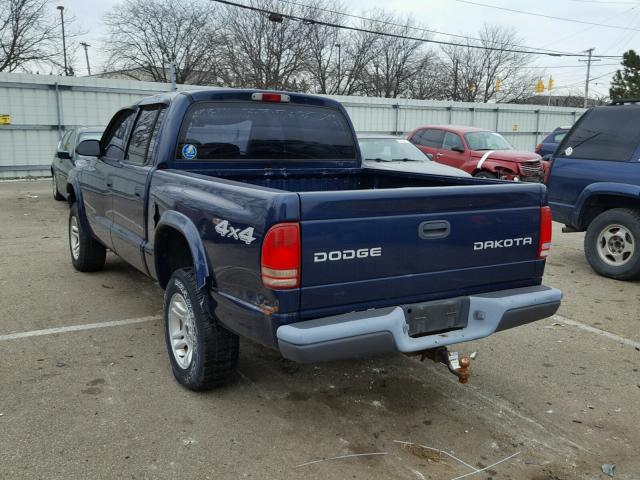 1D7HG38K54S737636 - 2004 DODGE DAKOTA QUA BLUE photo 3