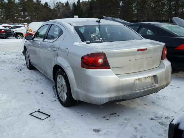 1C3CDZABXCN126447 - 2012 DODGE AVENGER SE SILVER photo 3