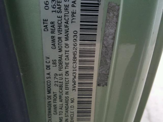 3VWPW31C38M526930 - 2008 VOLKSWAGEN NEW BEETLE 绿色 照片 10