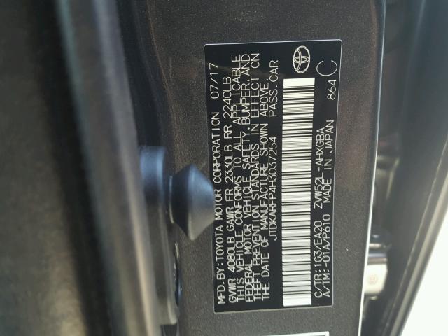 JTDKARFP4H3037254 - 2017 TOYOTA PRIUS PRIM SILVER photo 10