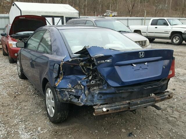 1HGEM22942L093688 - 2002 HONDA CIVIC EX BLUE photo 3