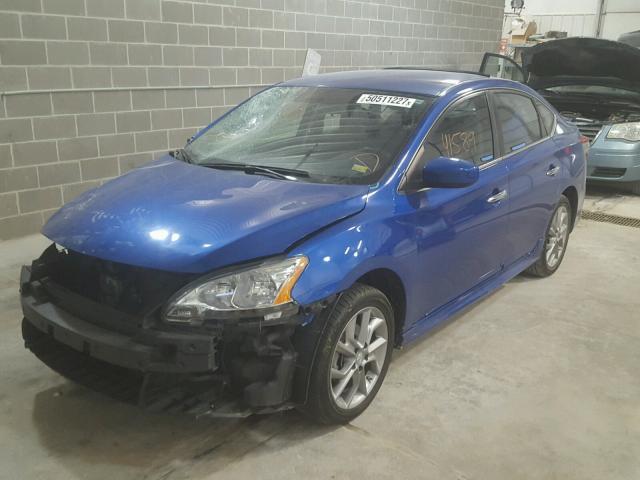 3N1AB7AP4EY341582 - 2014 NISSAN SENTRA S BLUE photo 2