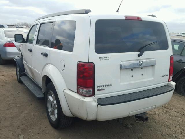 1D8GU58K97W681550 - 2007 DODGE NITRO SLT WHITE photo 3