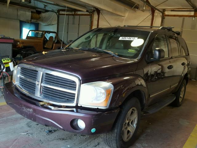 1D4HB58N14F107476 - 2004 DODGE DURANGO LI MAROON photo 2