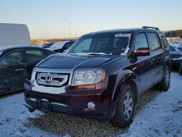 5FNYF4H91AB009028 - 2010 HONDA PILOT TOUR MAROON photo 2