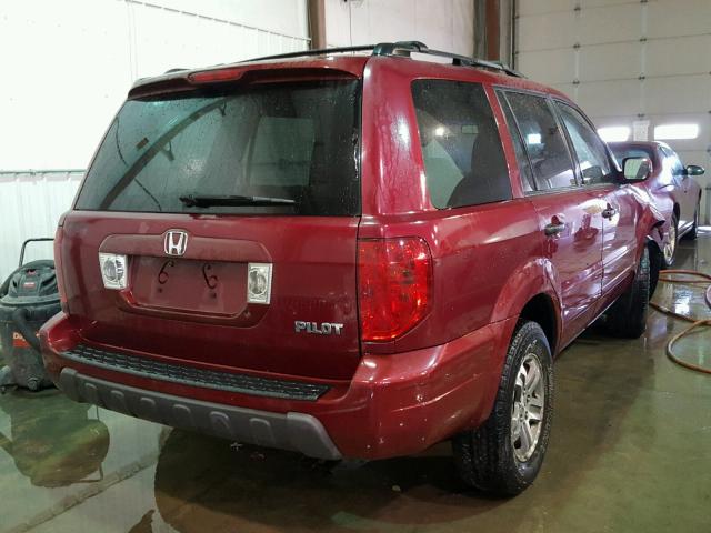 2HKYF184X5H500885 - 2005 HONDA PILOT EX RED photo 4