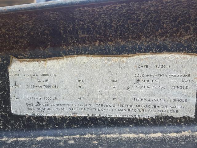 5VNBU2021FT135323 - 2015 UTILITY TRAILER BLACK photo 10