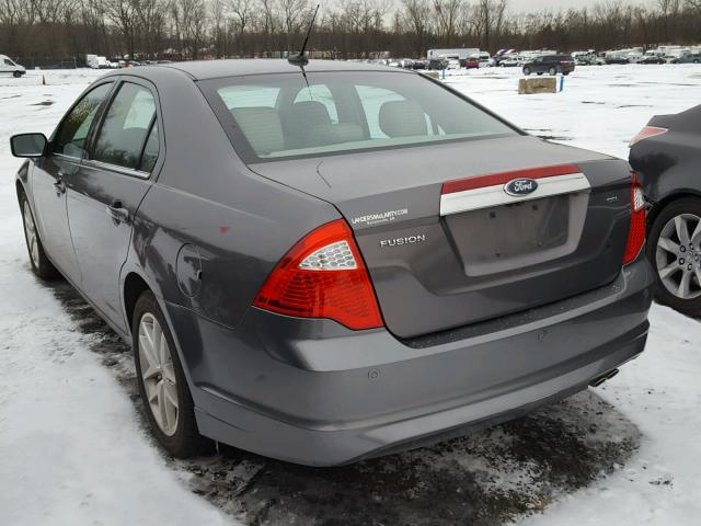 3FAHP0JA9BR199421 - 2011 FORD FUSION SEL GRAY photo 3