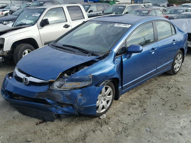 1HGFA16559L003649 - 2009 HONDA CIVIC LX BLUE photo 2