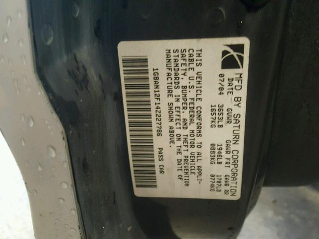 1G8AN12F14Z227786 - 2004 SATURN ION LEVEL SILVER photo 10