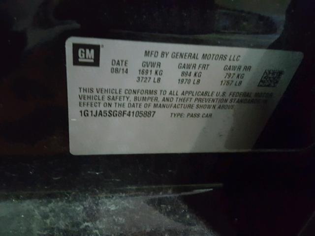 1G1JA5SG8F4105887 - 2015 CHEVROLET SONIC LS 黑色 照片 10