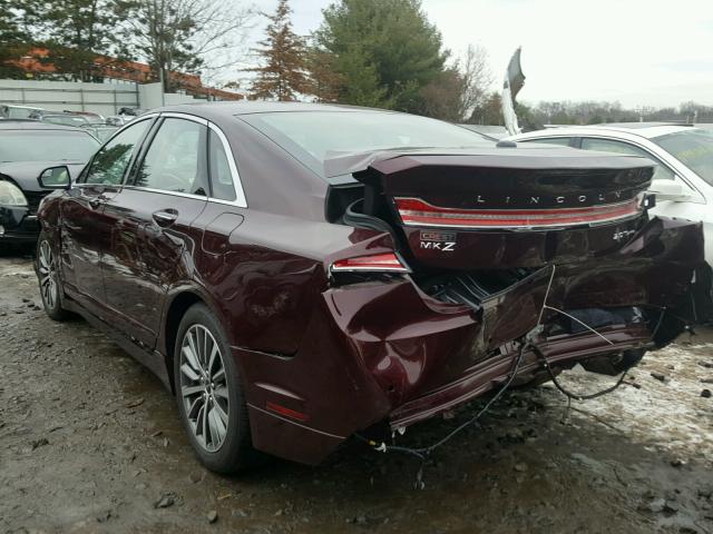 3LN6L5D98HR649253 - 2017 LINCOLN MKZ SELECT BURGUNDY photo 3