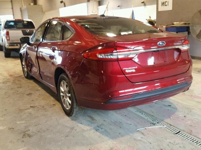 3FA6P0G72HR184951 - 2017 FORD FUSION S RED photo 3