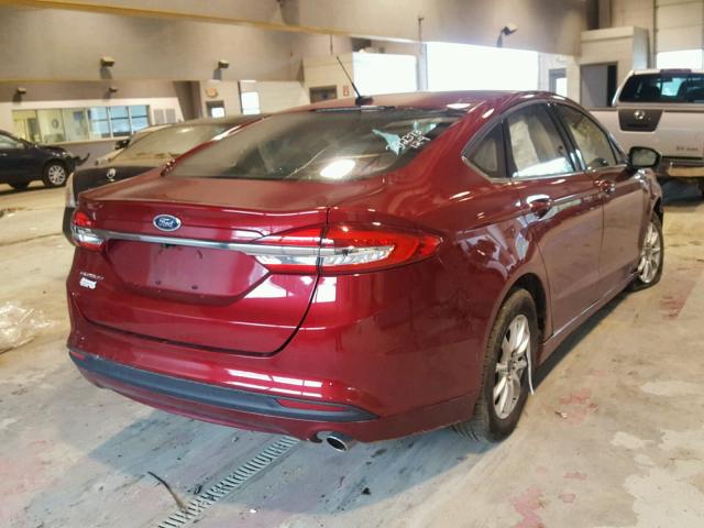 3FA6P0G72HR184951 - 2017 FORD FUSION S RED photo 4