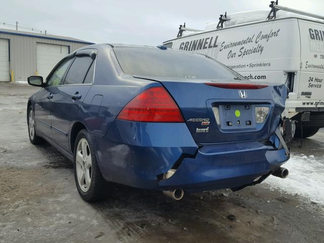 1HGCM65597A068215 - 2007 HONDA ACCORD EX BLUE photo 3