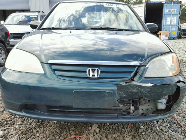 2HGES16572H558176 - 2002 HONDA CIVIC LX GREEN photo 9