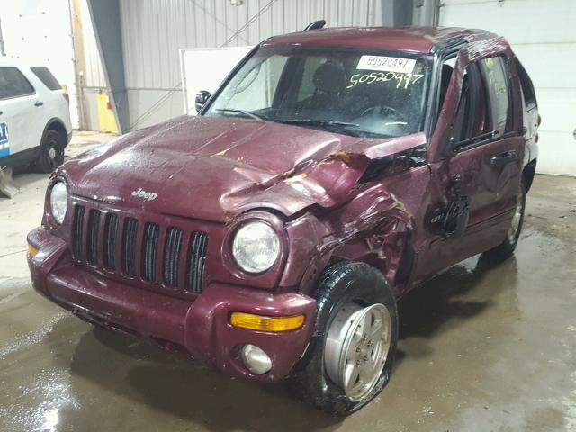 1J4GL58K52W261918 - 2002 JEEP LIBERTY LI BURGUNDY photo 2