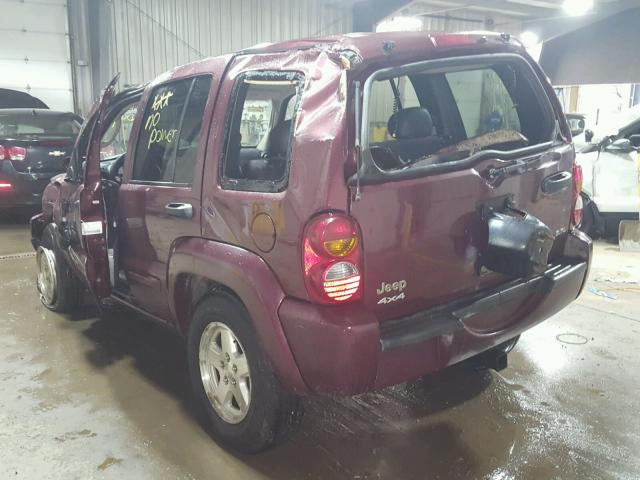 1J4GL58K52W261918 - 2002 JEEP LIBERTY LI BURGUNDY photo 3