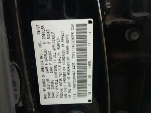 1HGCP26818A014420 - 2008 HONDA ACCORD EXL BLACK photo 10