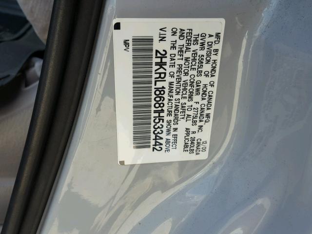 2HKRL18681H533442 - 2001 HONDA ODYSSEY EX GRAY photo 10