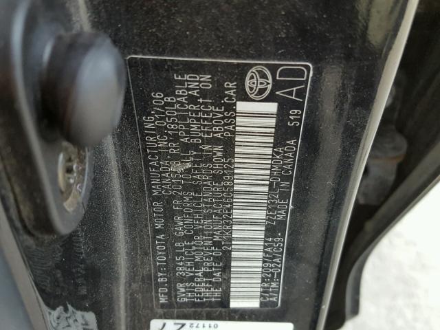 2T1KR32E46C589125 - 2006 TOYOTA COROLLA MA BLACK photo 10