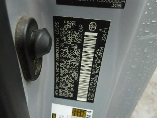 JTKDE177150063054 - 2005 TOYOTA SCION TC 银色 照片 10