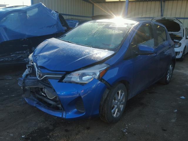 VNKKTUD33FA014948 - 2015 TOYOTA YARIS BLUE photo 2