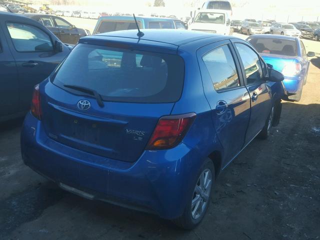 VNKKTUD33FA014948 - 2015 TOYOTA YARIS BLUE photo 4