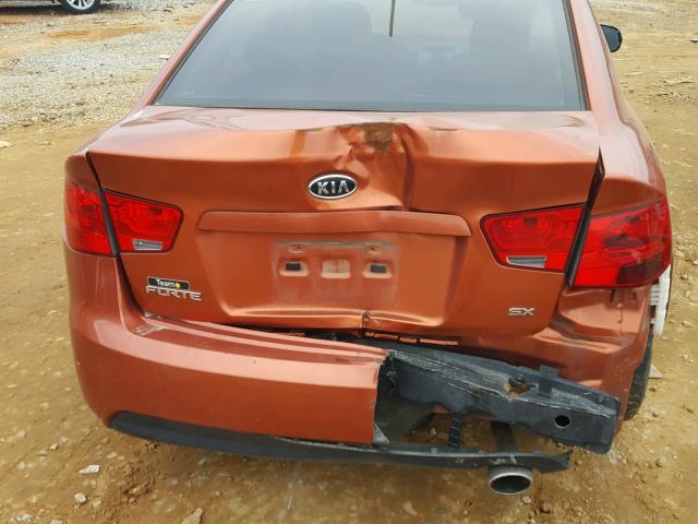 KNAFW4A32A5306708 - 2010 KIA FORTE SX ORANGE photo 9