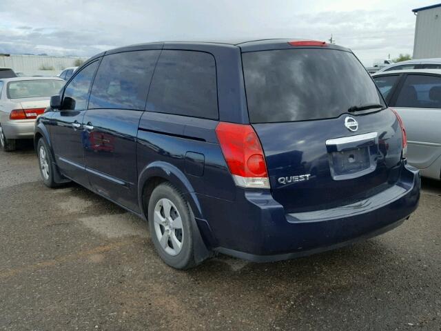 5N1BV28U17N122811 - 2007 NISSAN QUEST S BLUE photo 3