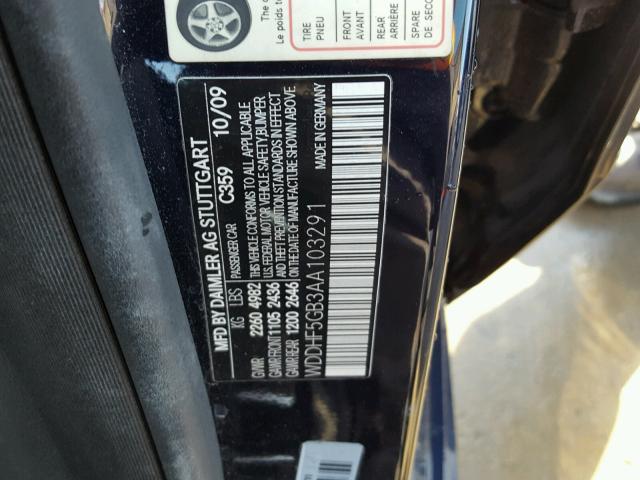 WDDHF5GB3AA103291 - 2010 MERCEDES-BENZ E 350 BLUE photo 10