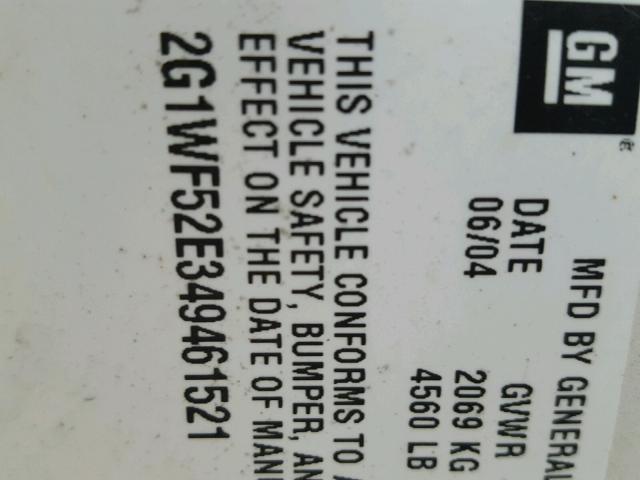 2G1WF52E349461521 - 2004 CHEVROLET IMPALA 白色 照片 10