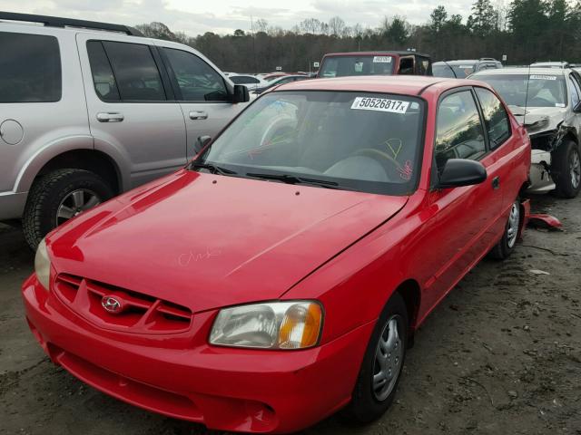 KMHCG35G3YU011512 - 2000 HYUNDAI ACCENT GS RED photo 2