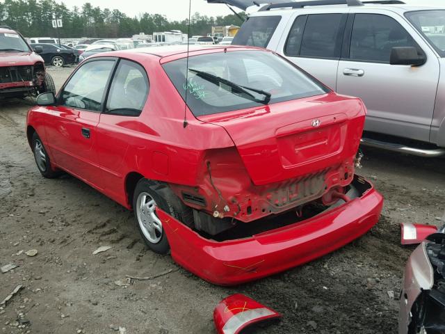 KMHCG35G3YU011512 - 2000 HYUNDAI ACCENT GS RED photo 3