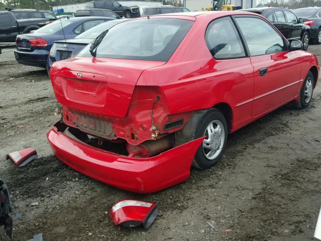 KMHCG35G3YU011512 - 2000 HYUNDAI ACCENT GS RED photo 4