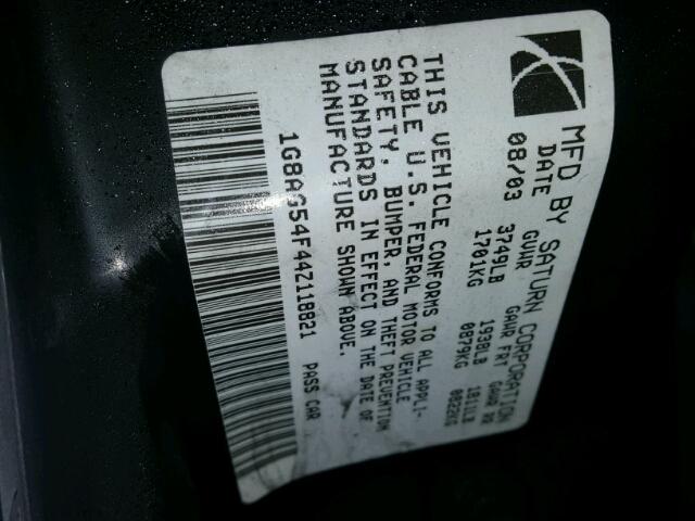 1G8AG54F44Z118821 - 2004 SATURN ION LEVEL SILVER photo 10