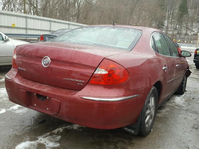 2G4WC582781166211 - 2008 BUICK LACROSSE C RED photo 4