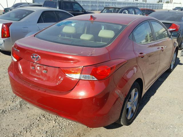 KMHDH4AE2CU412375 - 2012 HYUNDAI ELANTRA GL RED photo 4